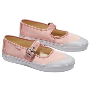 NWOT Retro 90s Y2K inspired Vans Mary Jane Flats shoes Satin feel Pink/White 8